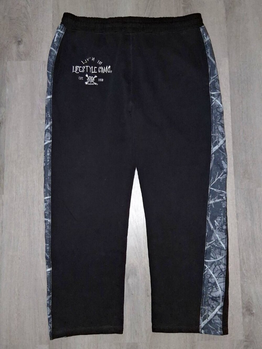 Moonshine Camo Logo Blue Hunting Camouflage Black Sweatpants Size Extra Large
